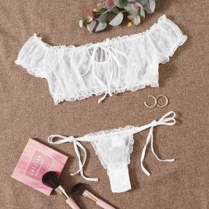 Sexy Polka Dot Lingerie Set - Sheer Mesh Teddy With Strappy Details